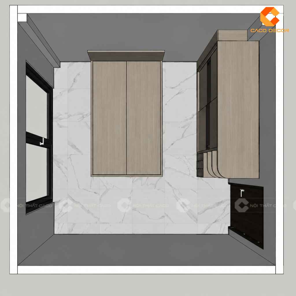 Bản vẽ 2D mặt bằng nội thất phòng ngủ thứ hai tại phường Bình Đông