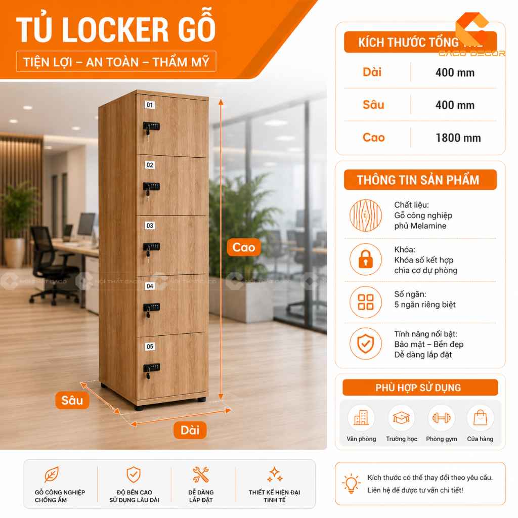 Các Kích Thước Tủ Locker Phổ Biến, Dễ Sử Dụng 4