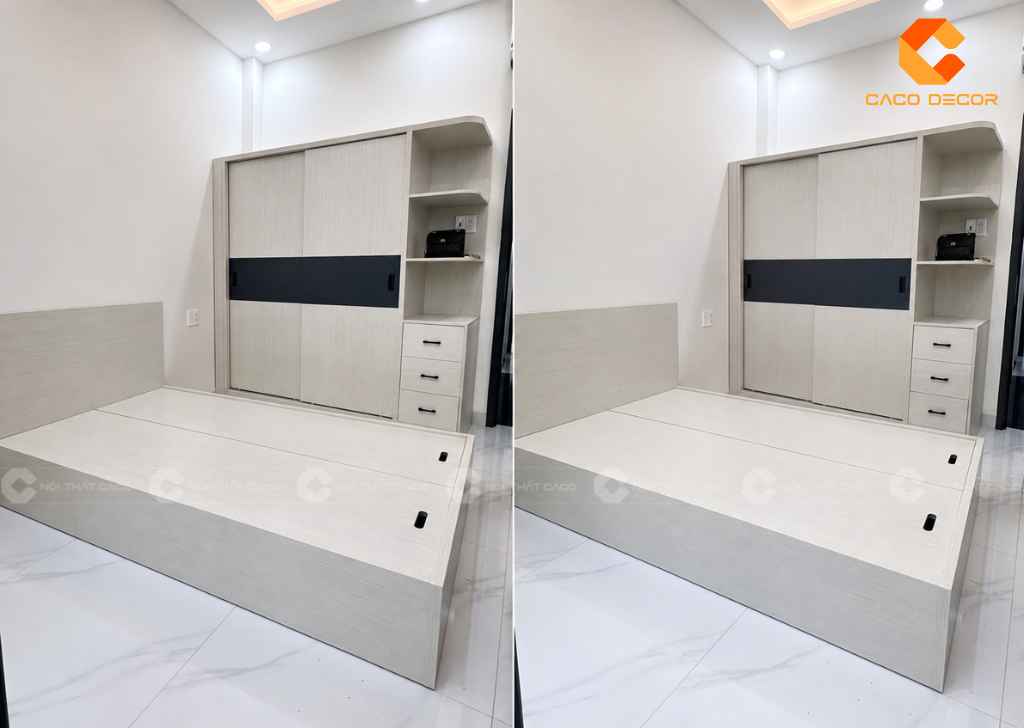 Hình thực tế combo phòng ngủ thứ hai khi có đủ đèn