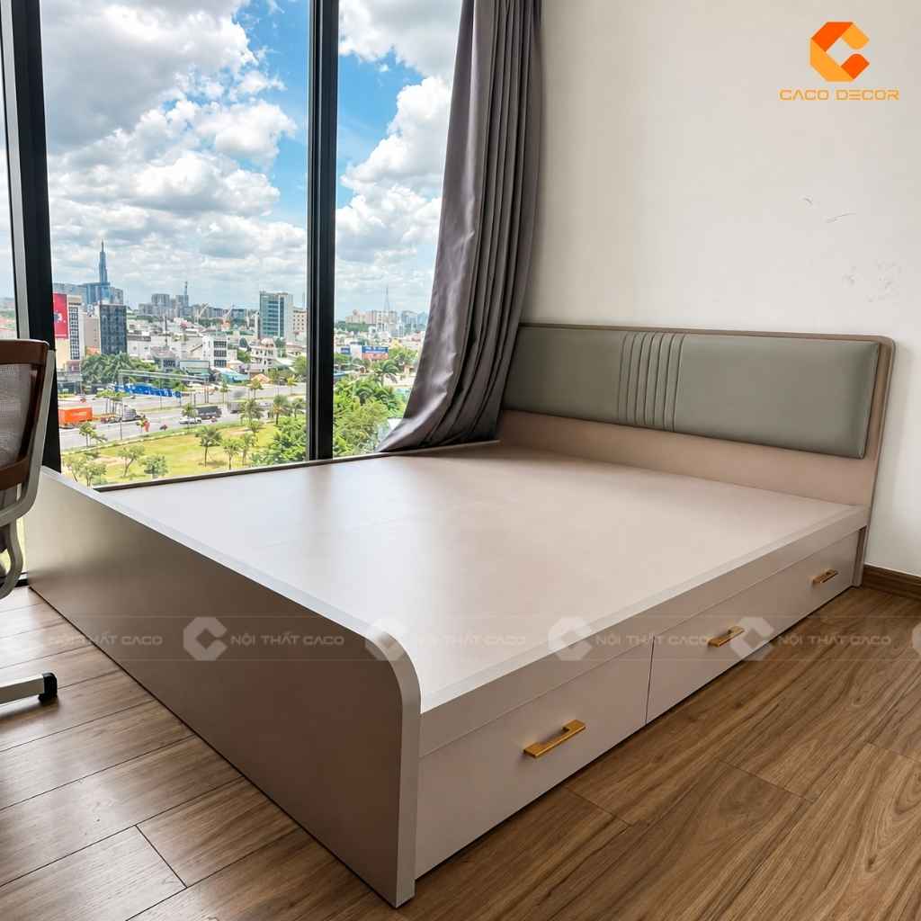 Giường ngủ 1m6 hoàn thiện cho chị Quỳnh Như tại chung cư Eco Green