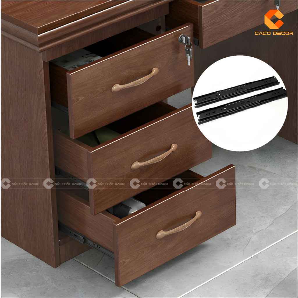 Hệ ba ngăn kéo ray trượt của bàn giám đốc BGD063