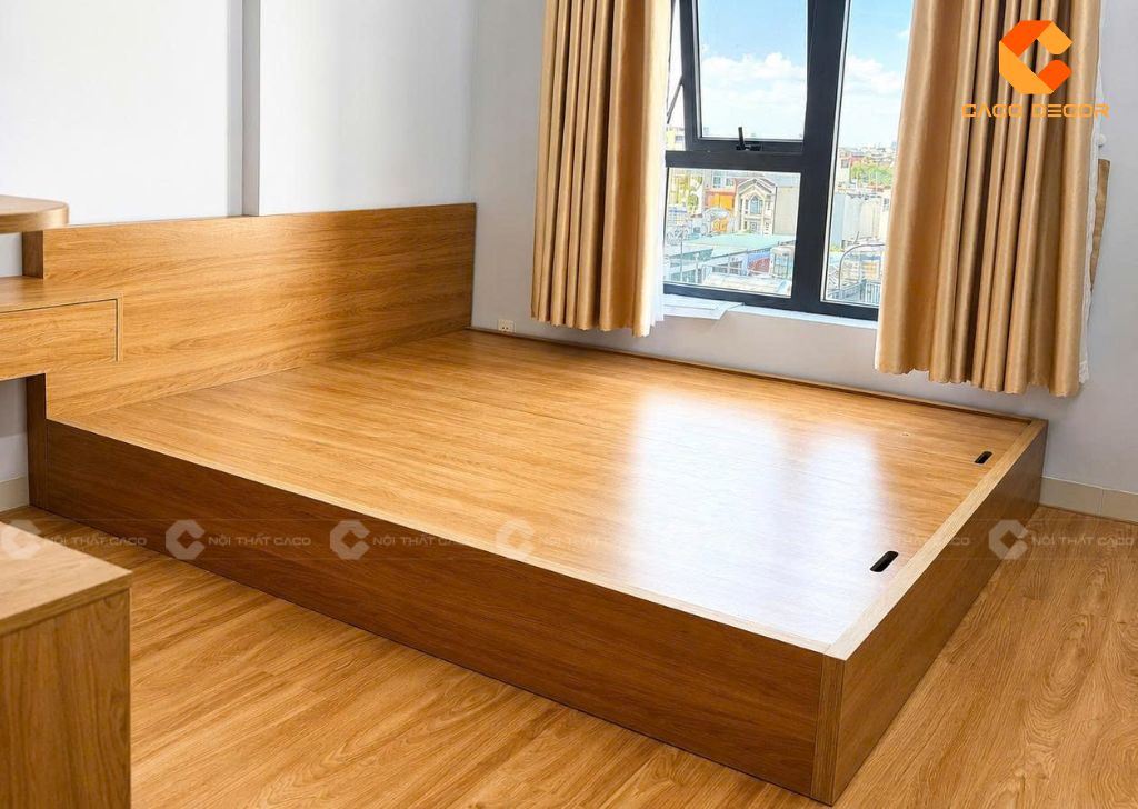 Giường gỗ công nghiệp 1m6 thiết kế sát đất chắc chắn