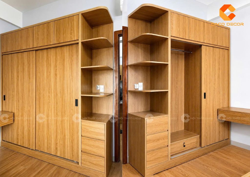 Hình nghiệm thu tủ quần áo cửa lùa 2 cánh tại công trình