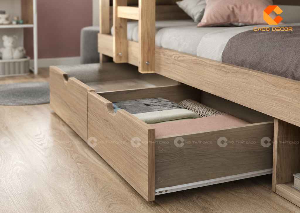 Hộc kéo giường tầng gỗ công nghiệp