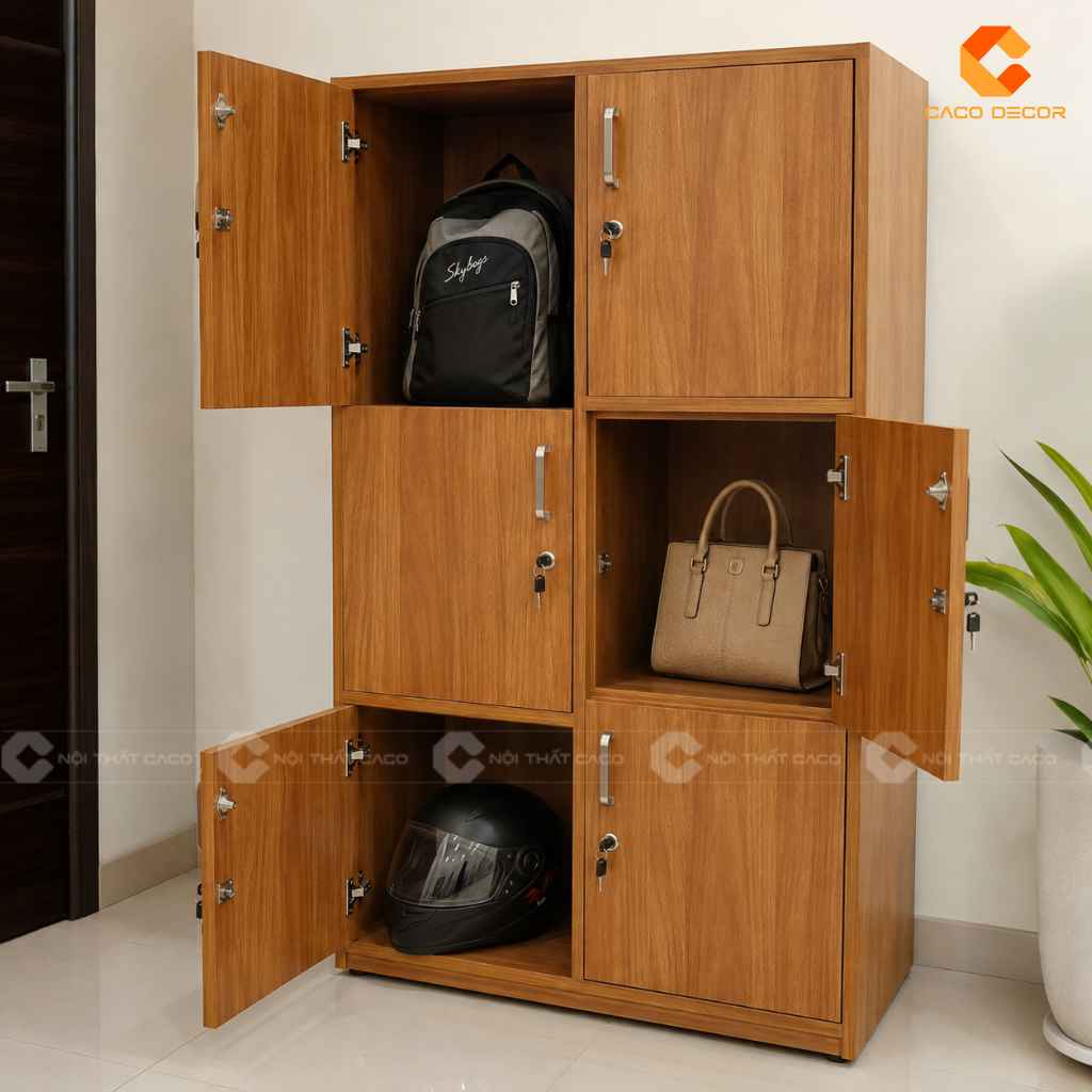 Tủ Locker Nhiều Ngăn Gỗ Đẹp, Đặt Làm Theo Yêu Cầu CaCo 4