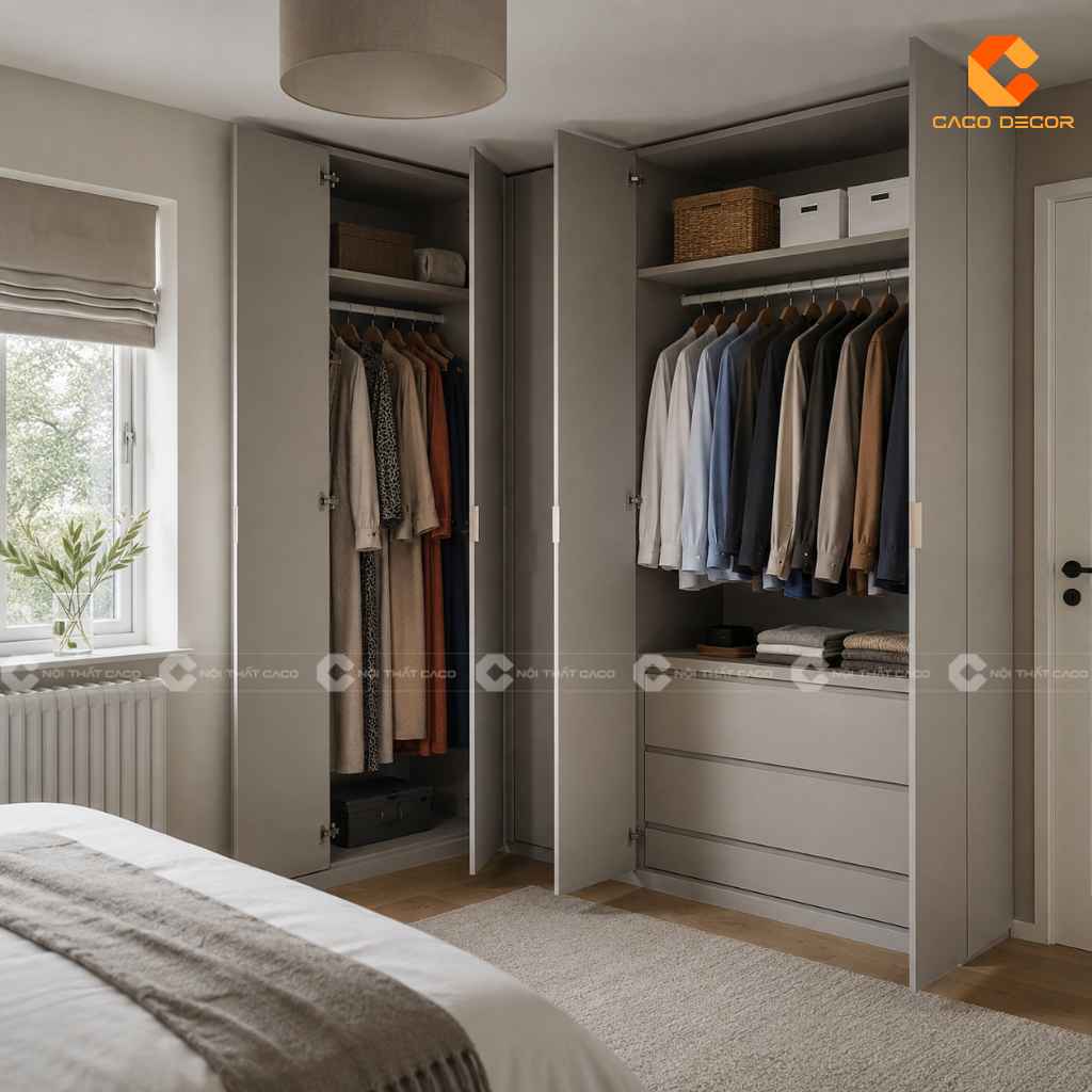 25+ Mẫu Tủ Quần Áo Chữ L Đẹp, Tiện Nghi, Xu Hướng 2026 7