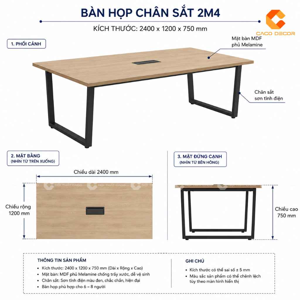 Top Mẫu Bàn Họp Chân Sắt 2m4 Hiện Đại, Đẹp Năm 2026 24