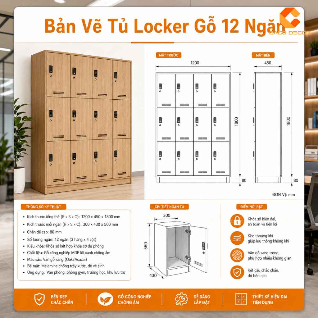 Các Kích Thước Tủ Locker Phổ Biến, Dễ Sử Dụng 10