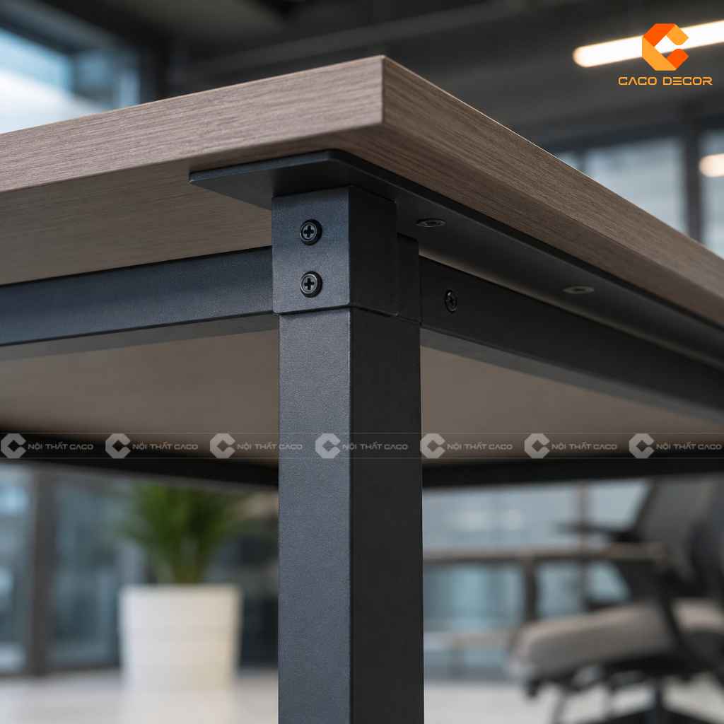 Kết cấu liên kết bàn họp 2m4 chân sắt
