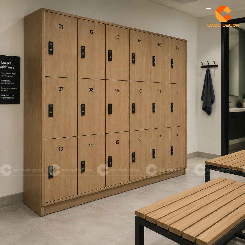 Tủ Locker Nhiều Ngăn Gỗ Đẹp, Đặt Làm Theo Yêu Cầu CaCo 16