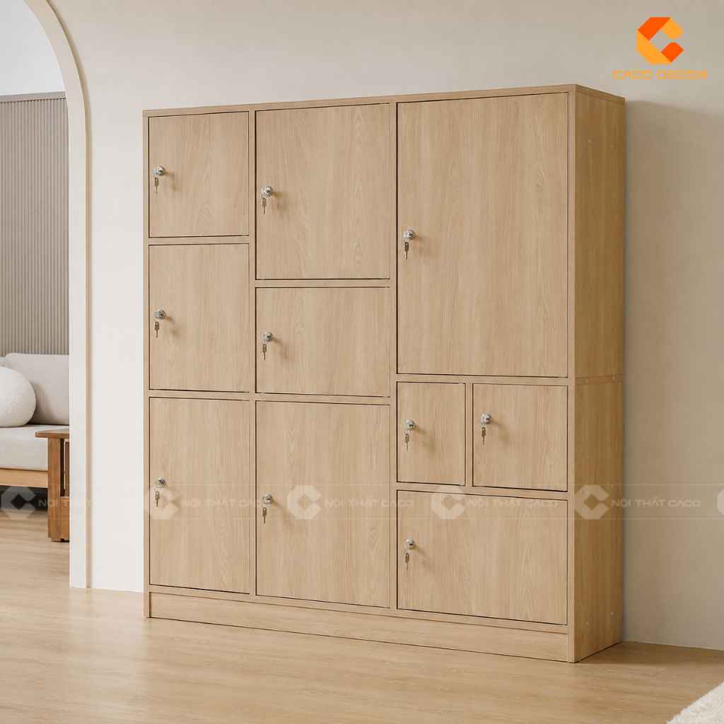 Tủ Locker Nhiều Ngăn Gỗ Đẹp, Đặt Làm Theo Yêu Cầu CaCo 23