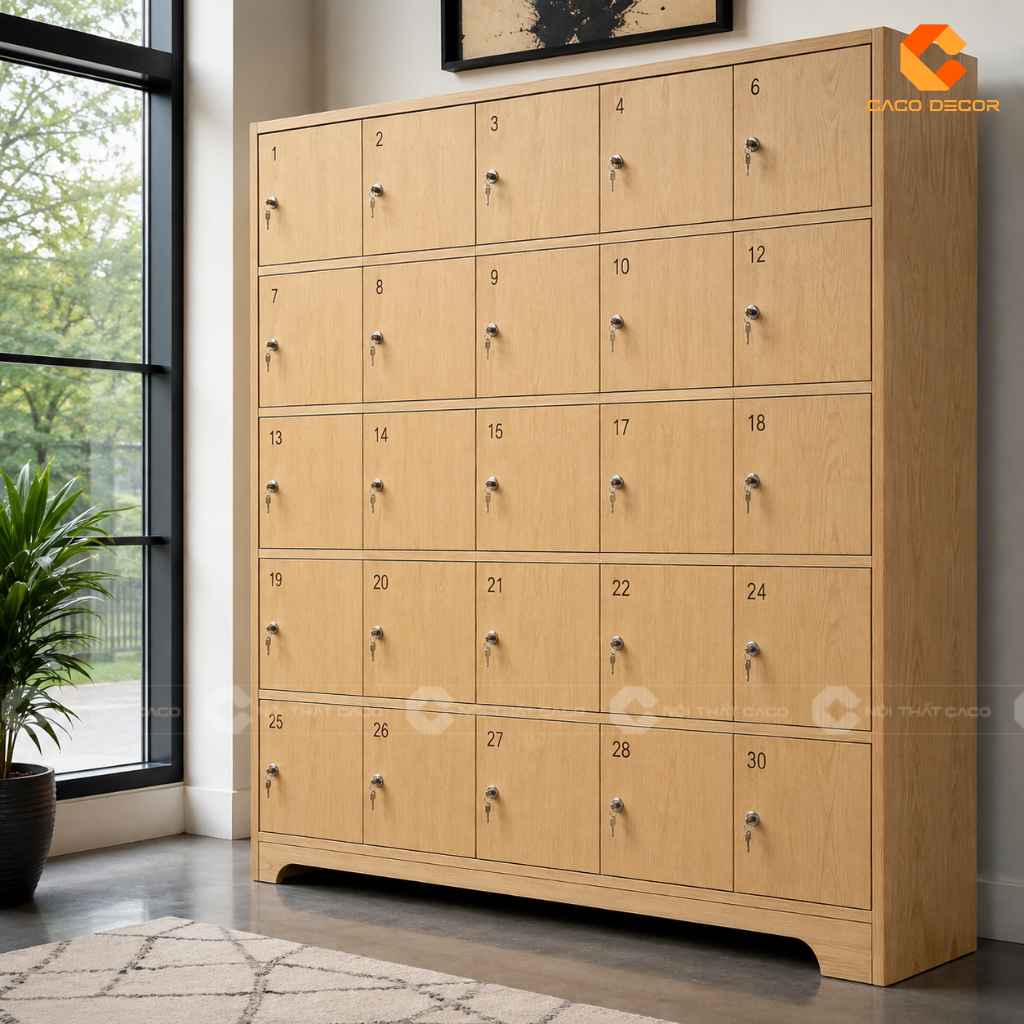 Tủ Locker Nhiều Ngăn Gỗ Đẹp, Đặt Làm Theo Yêu Cầu CaCo 20