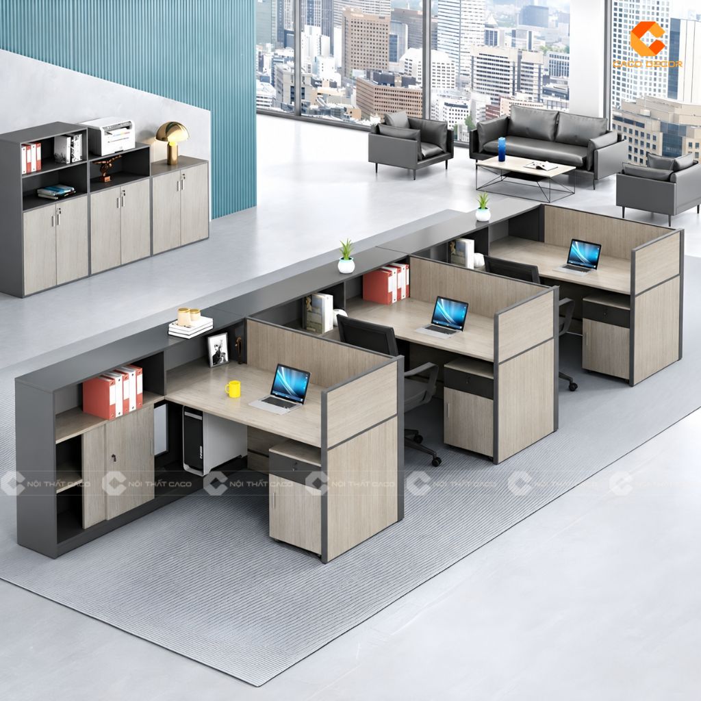 Bàn làm việc nhân viên BLVNV018 có hộc tủ hồ sơ