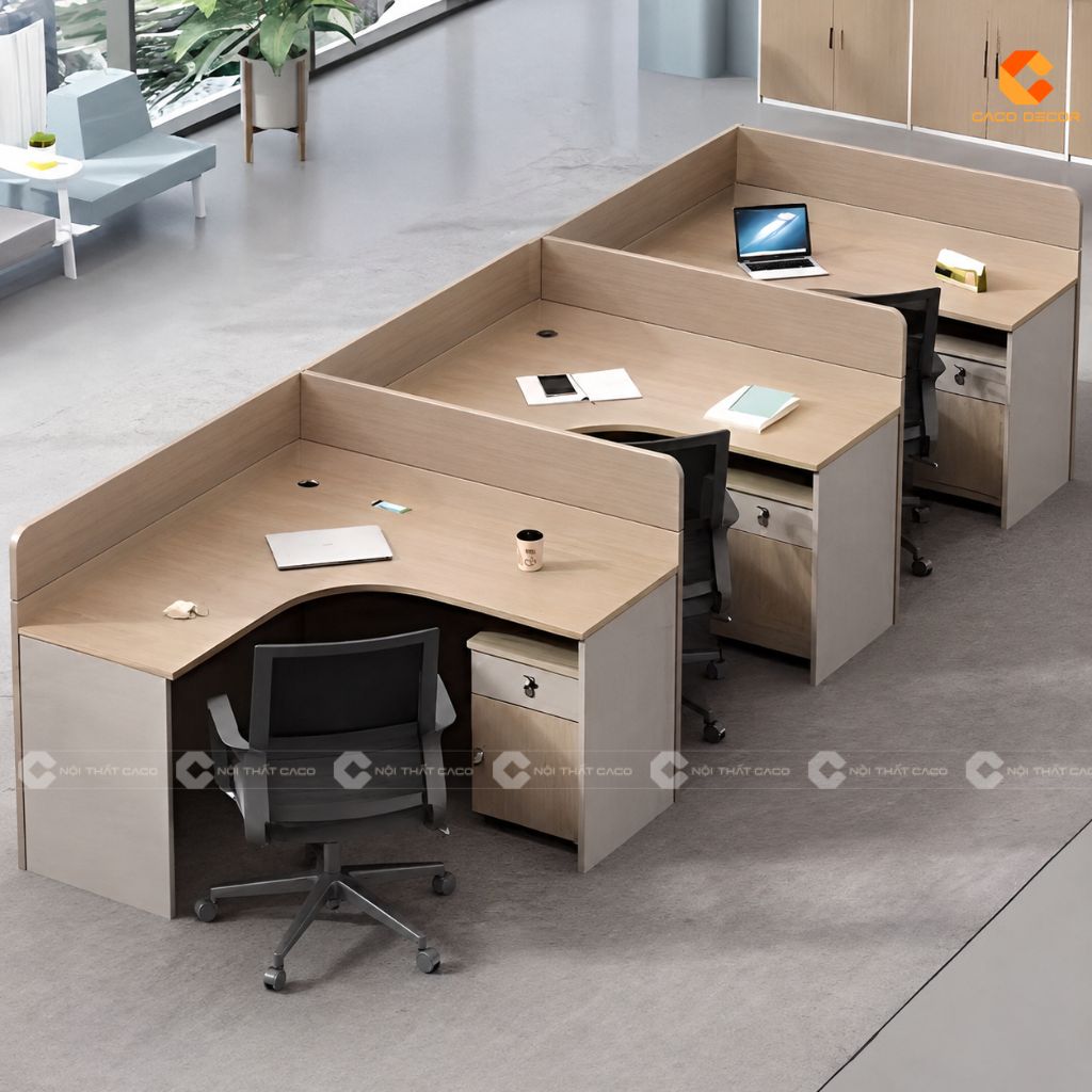 Bàn Làm Việc Nhân Viên Gỗ MDF Có Vách Ngăn Riêng - BLVNV02 3