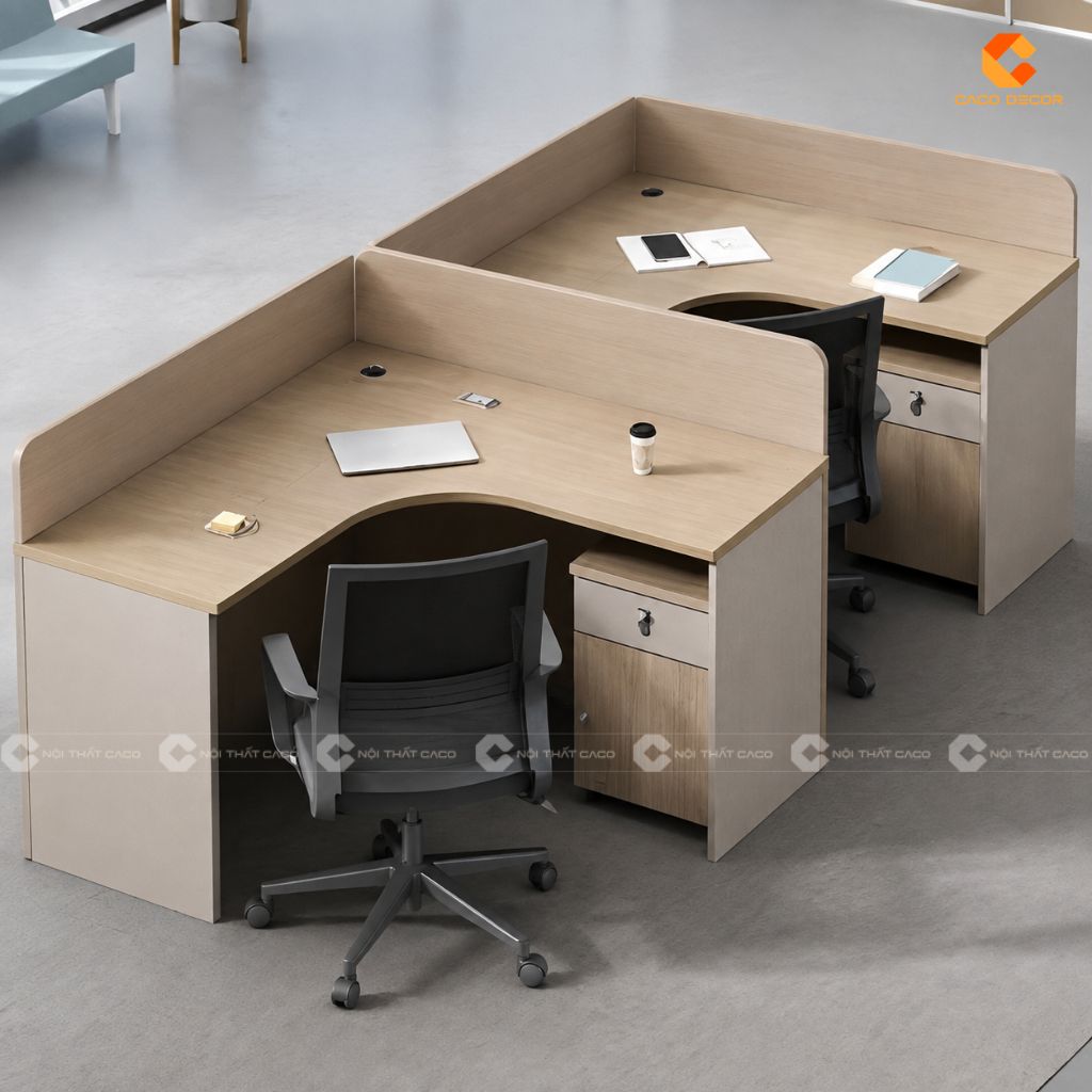 Bàn Làm Việc Nhân Viên Gỗ MDF Có Vách Ngăn Riêng - BLVNV02 2