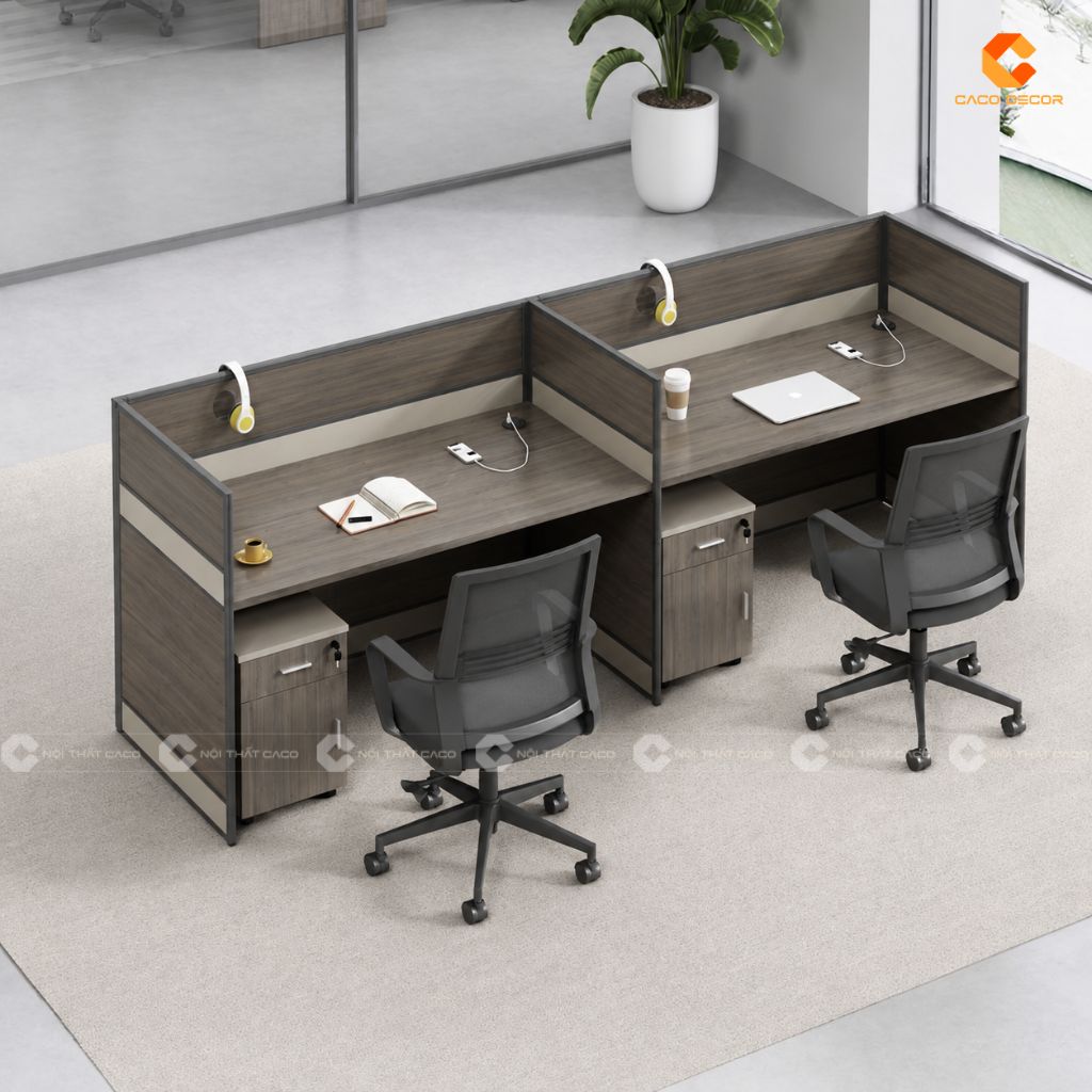 Bàn làm việc nhân viên BLVNV021 gỗ MDF phủ Melamine