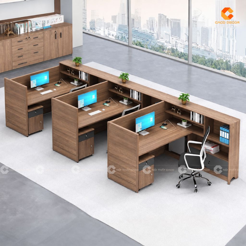 Bàn Làm Việc Nhân Viên BLVNV022 Tích Hợp Kệ Sách Đa Năng 4