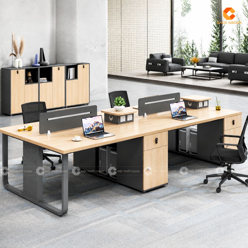 Thiết kế bàn làm việc BLVNV026 cho 4 nhân sự