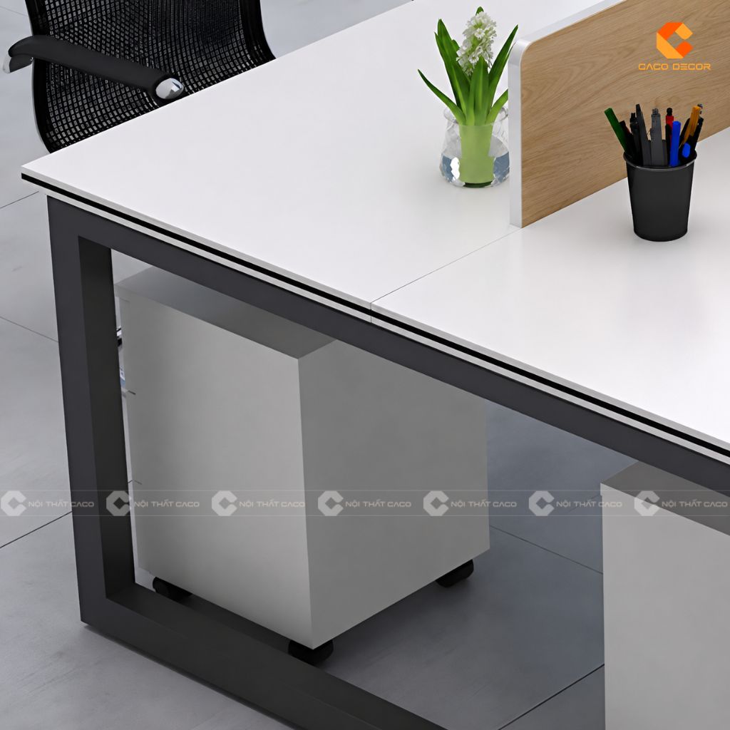 Bàn Làm Việc Nhân Viên BLVNV027 Mặt Gỗ Chân Sắt 5