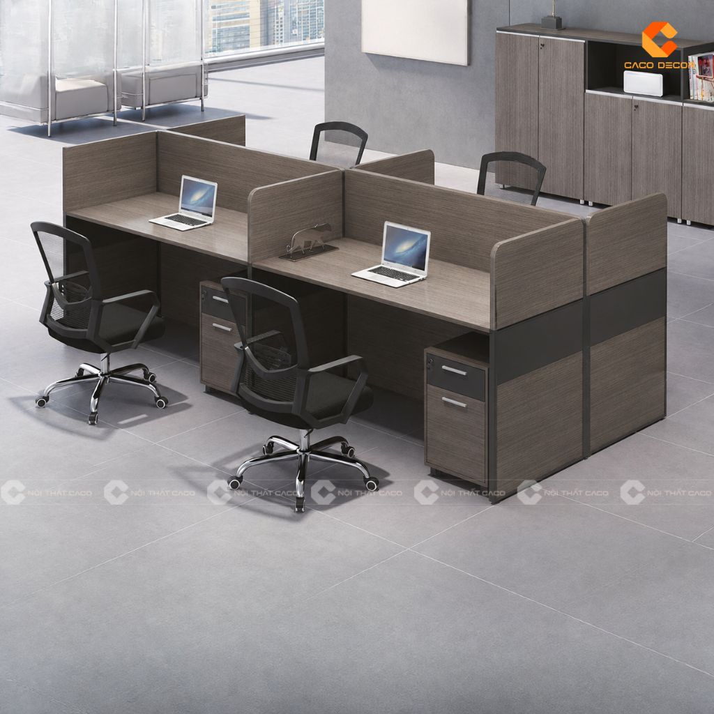 Bàn Làm Việc Nhân Viên Gỗ Công Nghiệp Tone Nâu Xám - BLVNV04 4