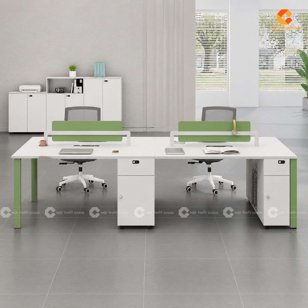 Bàn Làm Việc Nhân Viên Gỗ Công Nghiệp Tone Xanh - BLVNV07 1