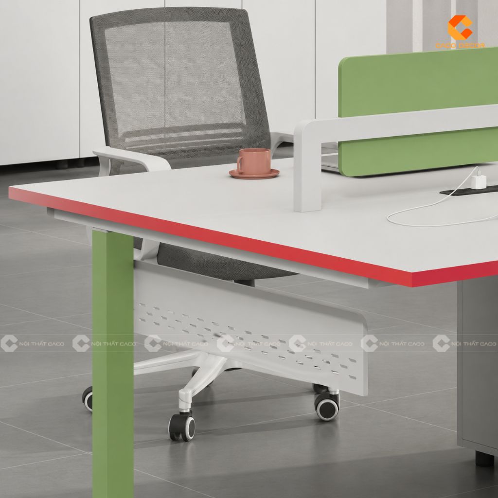 Bàn Làm Việc Nhân Viên Gỗ Công Nghiệp Tone Xanh - BLVNV07 5