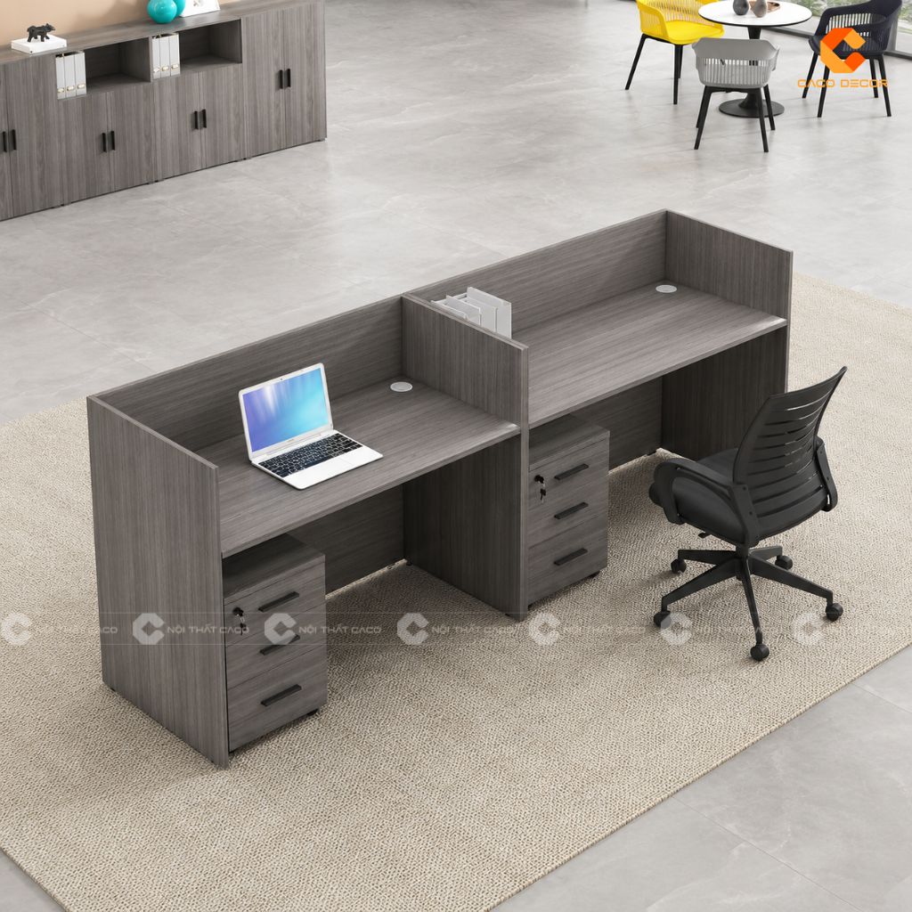 Bàn làm việc nhân viên BLVNV25 gỗ MDF màu xám hiện đại