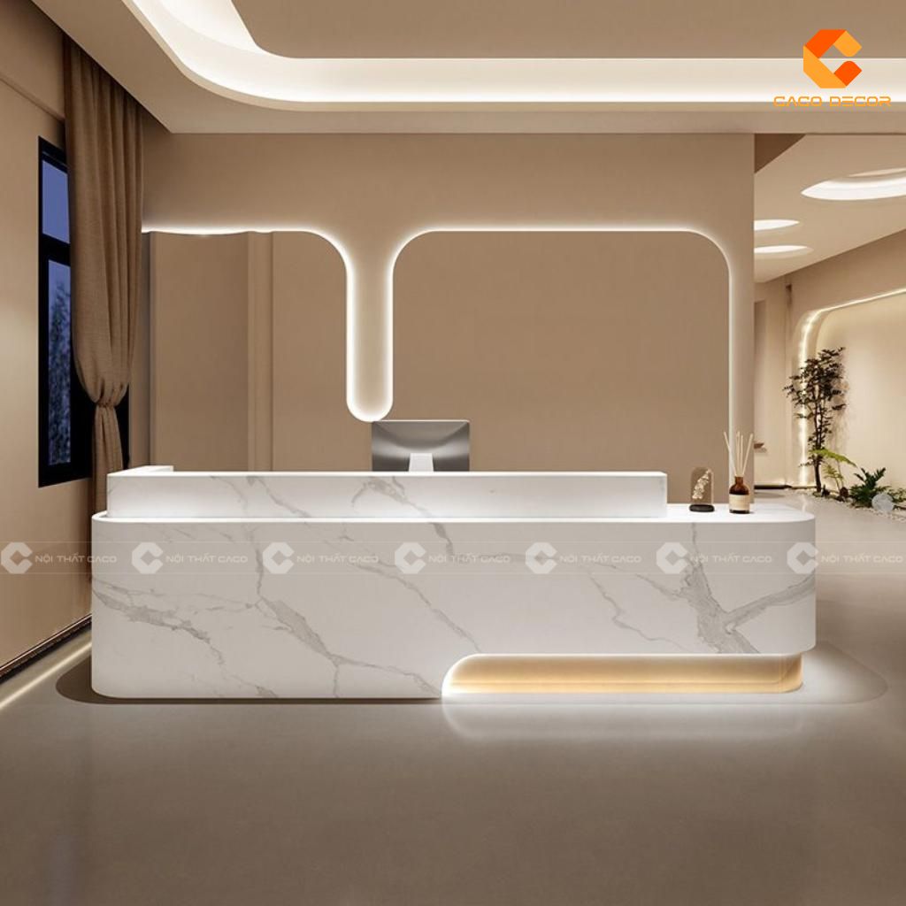Quầy Lễ Tân Gỗ Công Nghiệp QLT035 Bo Cong Sang Trọng 6