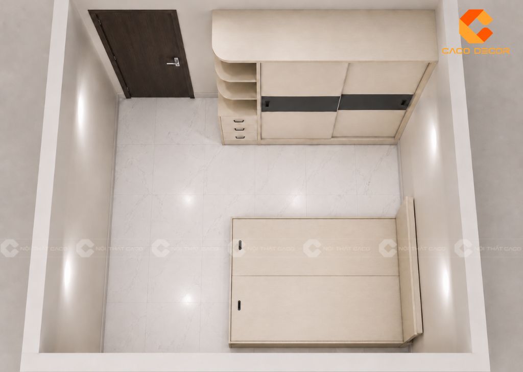 Thiết kế 3D combo giường tủ phòng ngủ thứ ba