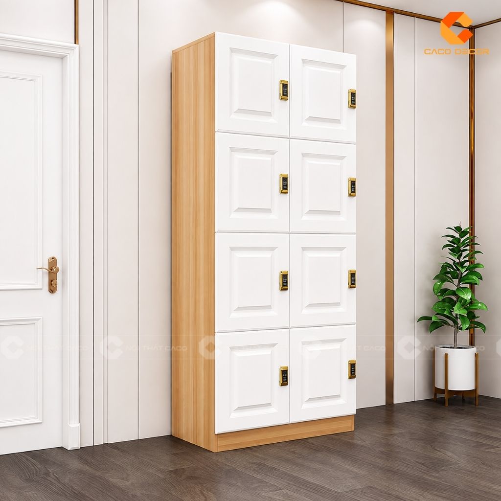 Tủ locker nhiều ngăn bằng gỗ 8 ngăn cho văn phòng