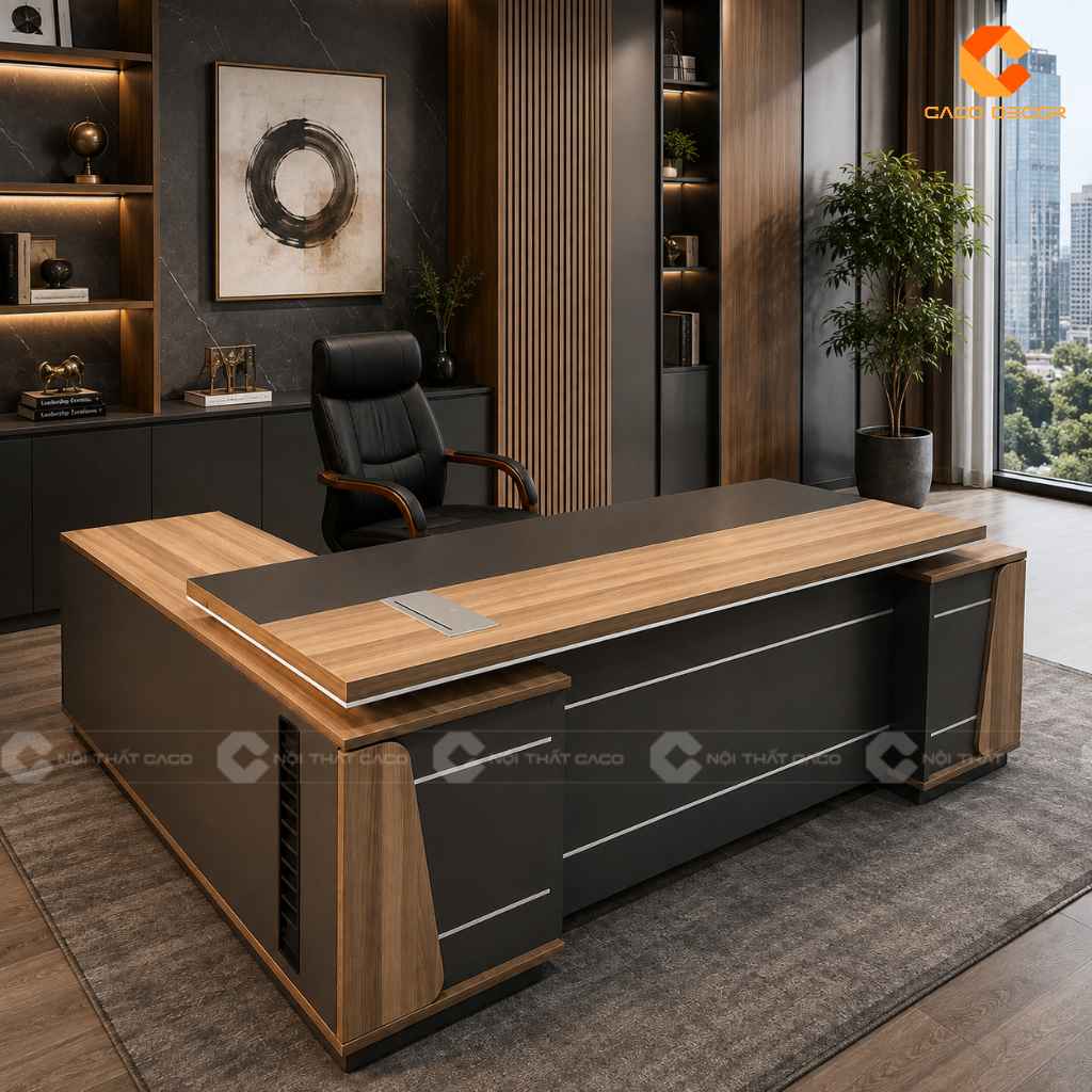 Phối cảnh 3D mẫu bàn giám đốc 2m hiện đại