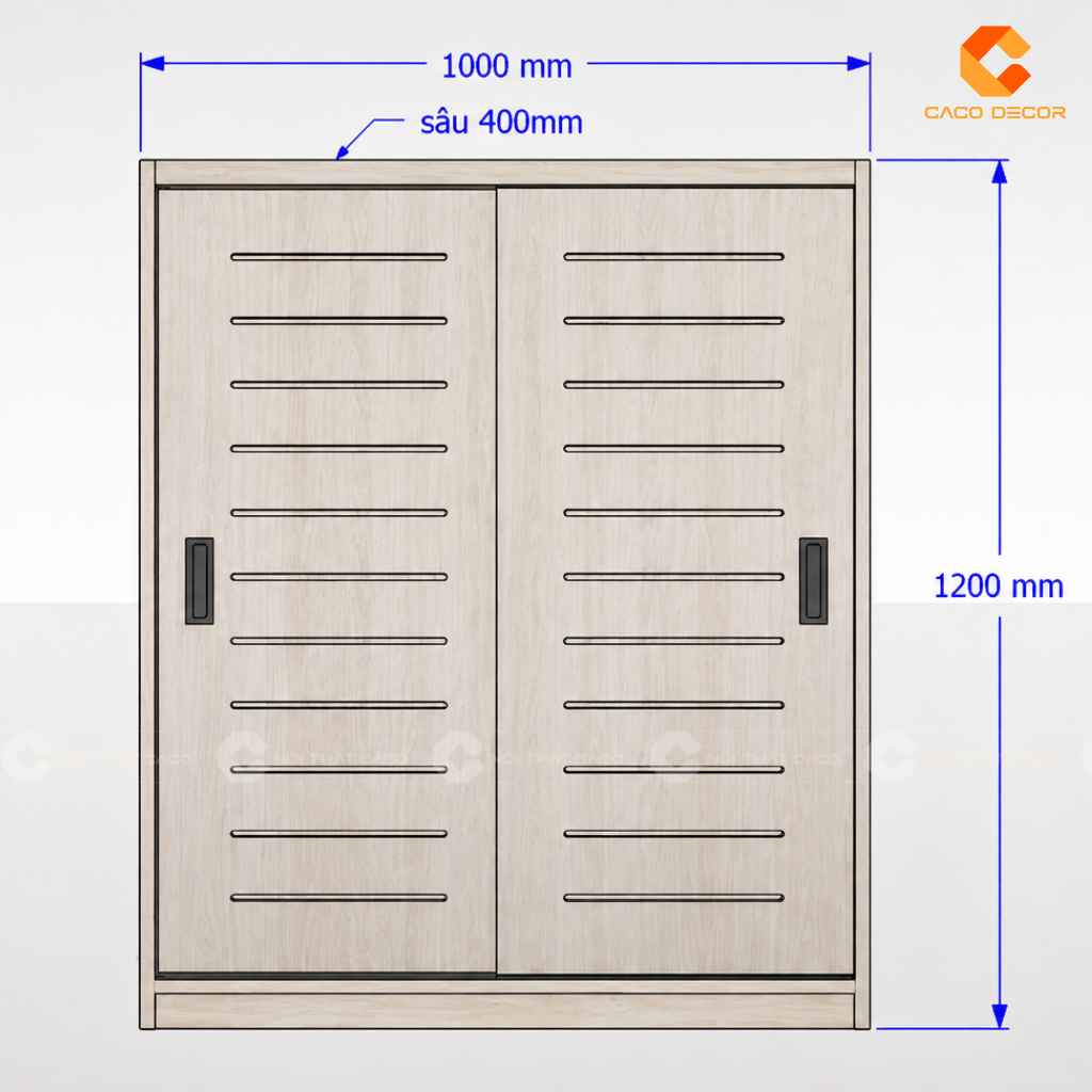 Bản thiết kế 2D tủ giày cửa lùa kích thước 1000 x 1200 x 400mm