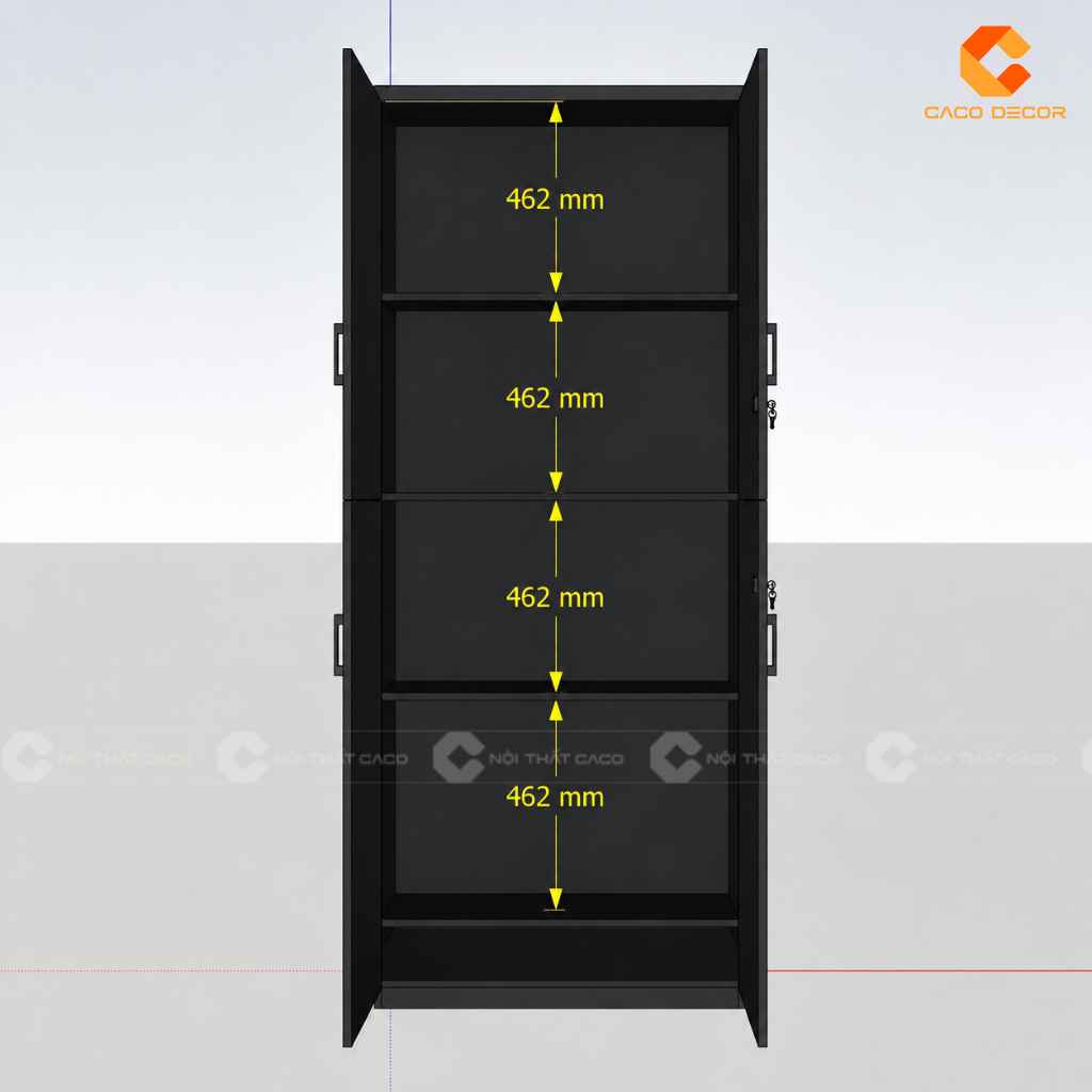 Bản vẽ thiết kế 2D tủ hồ sơ cao kích thước 900 x 300 x 2000 mm