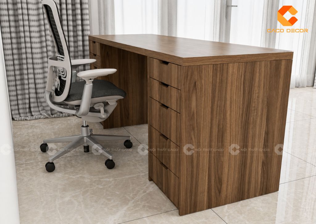 Thiết kế 3D bàn làm việc gỗ công nghiệp MDF phủ Melamine