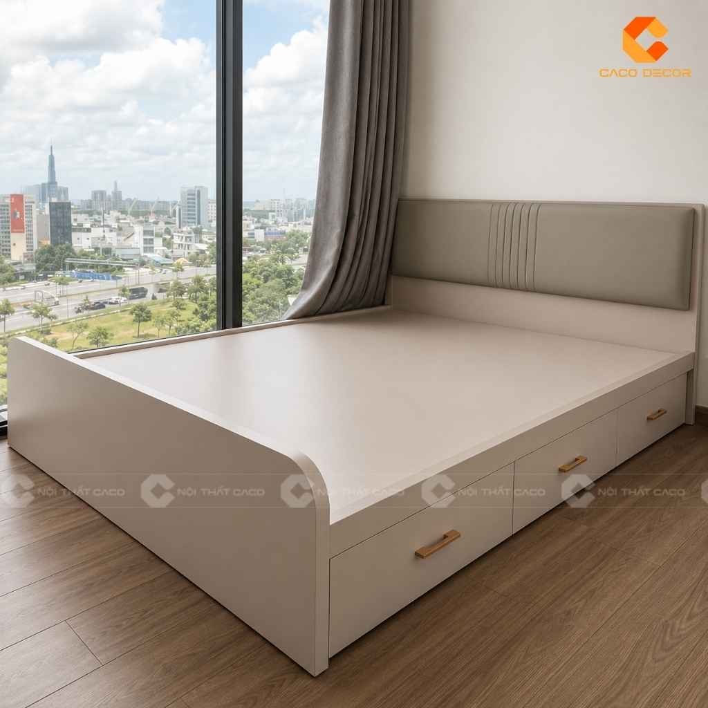Phối cảnh 3D giường ngủ 1m6 có hộc kéo của chị Quỳnh Như