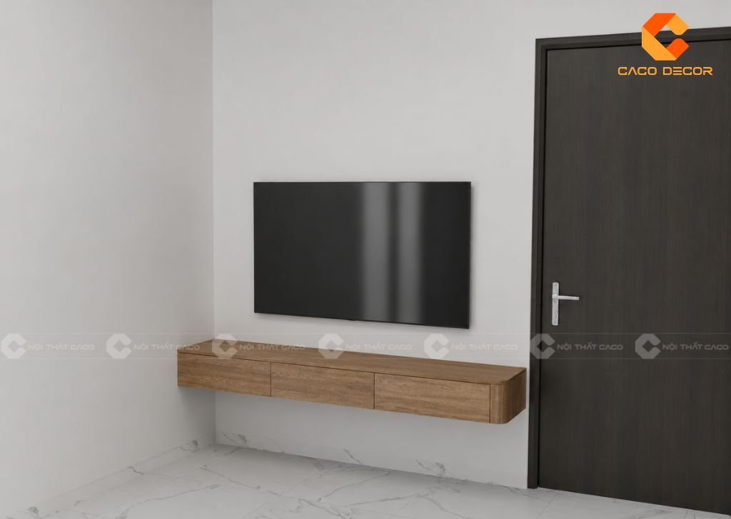 Thiết kế 3D kệ tivi treo gỗ công nghiệp