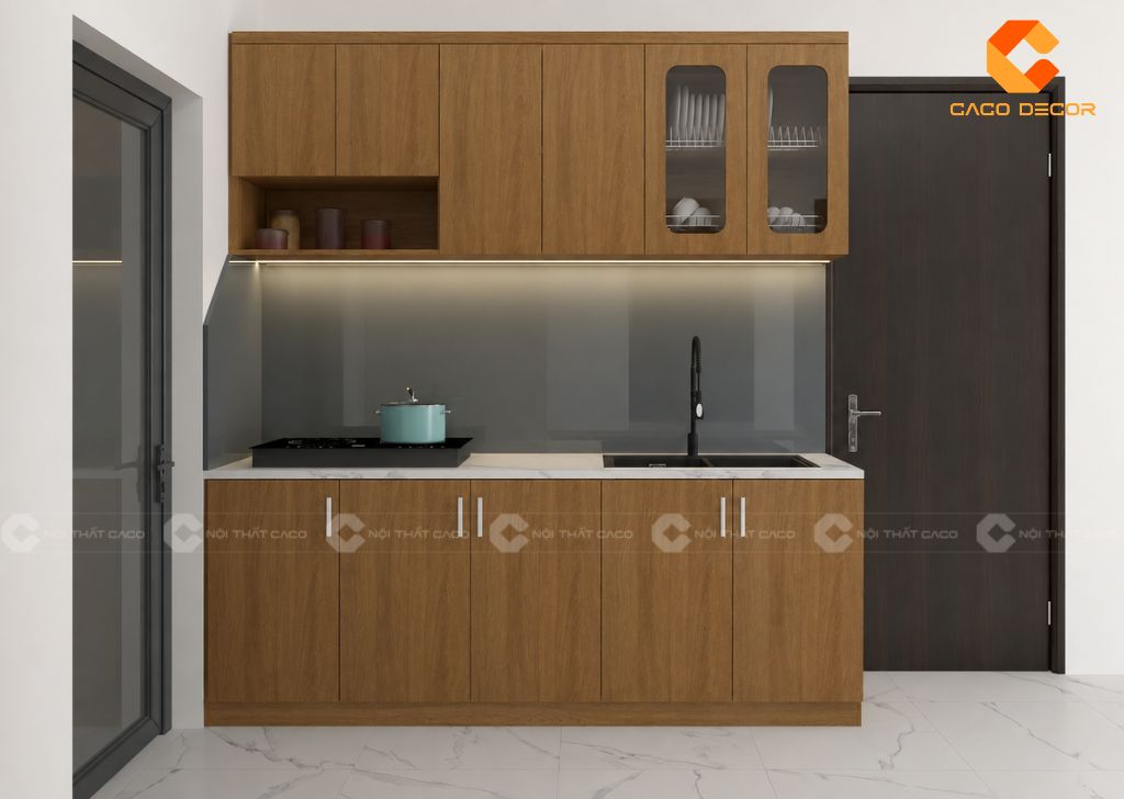 Thiết kế 3D tủ bếp chữ I cho chung cư