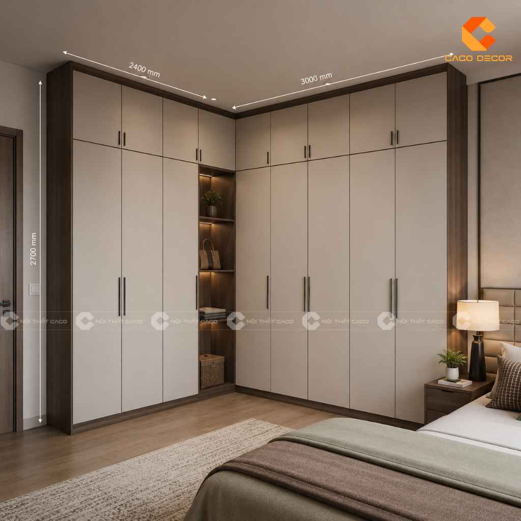 25+ Mẫu Tủ Quần Áo Chữ L Đẹp, Tiện Nghi, Xu Hướng 2026 12