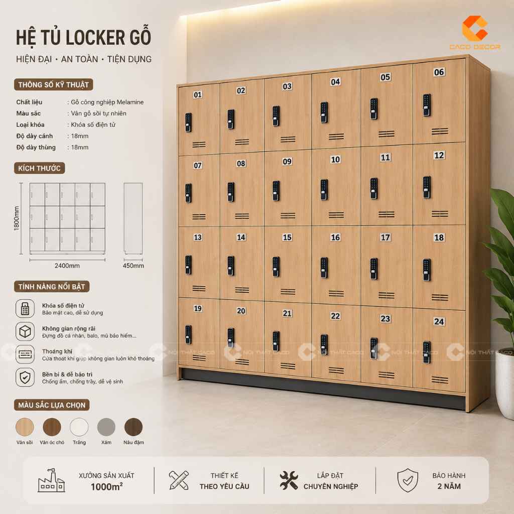 19+ Mẫu Tủ Locker Gỗ Công Nghiệp MDF Đẹp, Giá Xưởng Tại CaCo 21