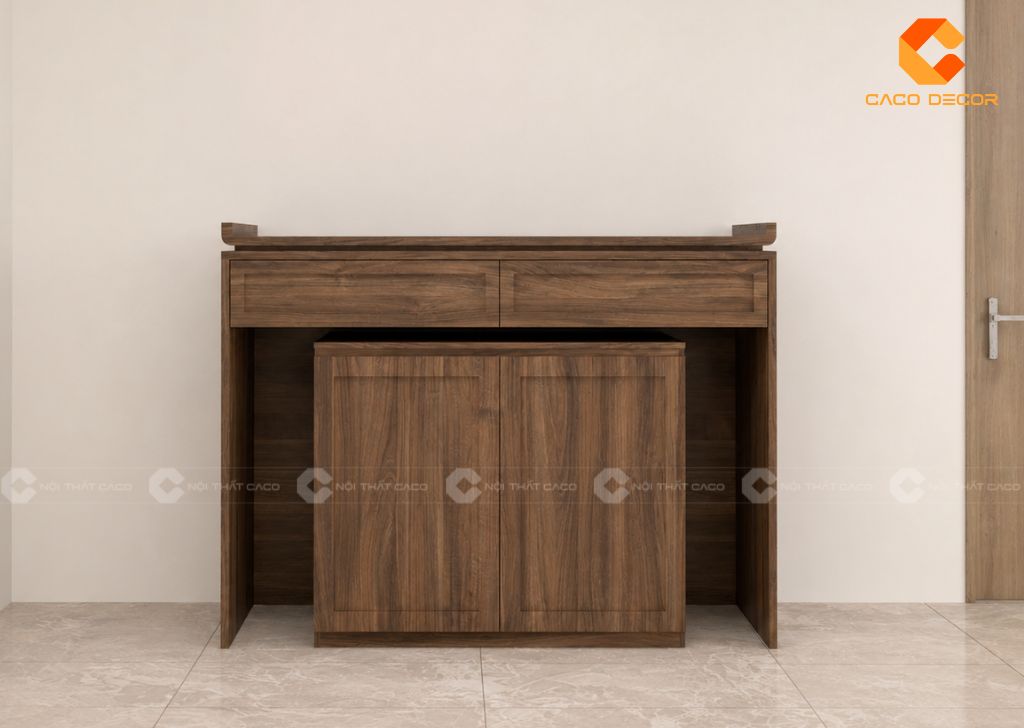 Mẫu thiết kế tủ thờ kết hợp tủ phụ di động nhà chị Hương