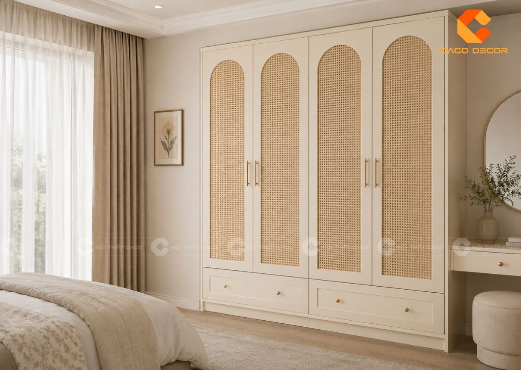 29 Mẫu Tủ Quần Áo Cánh Mây Đẹp, Thoáng Và Sang Trọng 9