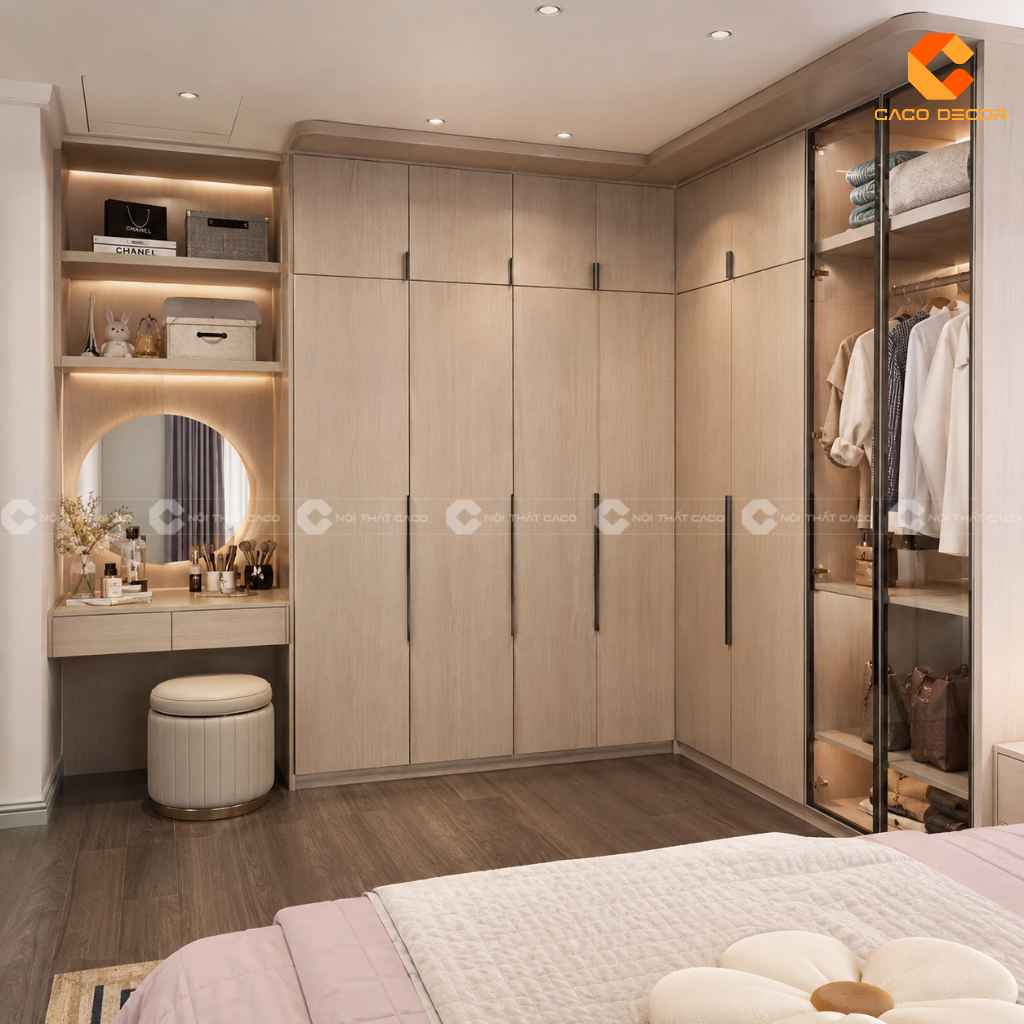 25+ Mẫu Tủ Quần Áo Chữ L Đẹp, Tiện Nghi, Xu Hướng 2026 20