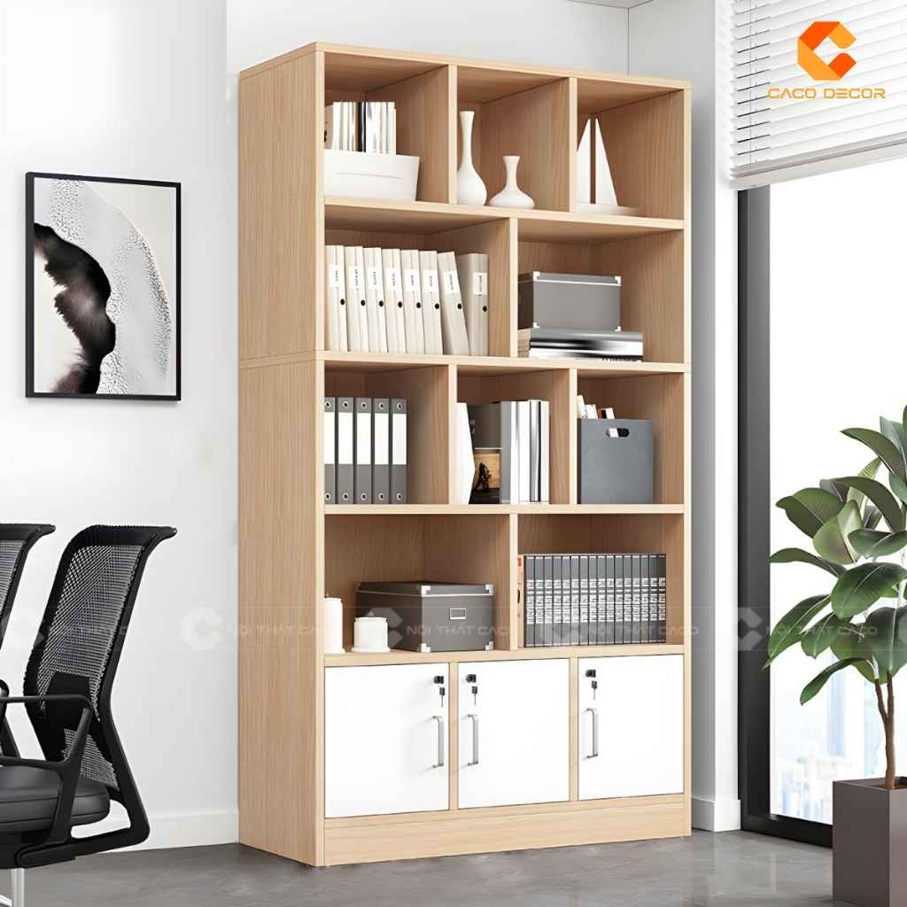 Tủ Hồ Sơ Gỗ Công Nghiệp THS042 Nhiều Ngăn Có Khóa Tiện Dụng 3