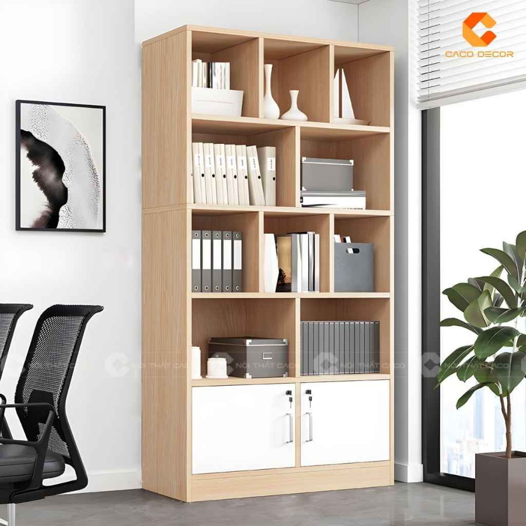 Tủ Hồ Sơ Gỗ Công Nghiệp THS042 Nhiều Ngăn Có Khóa Tiện Dụng 1