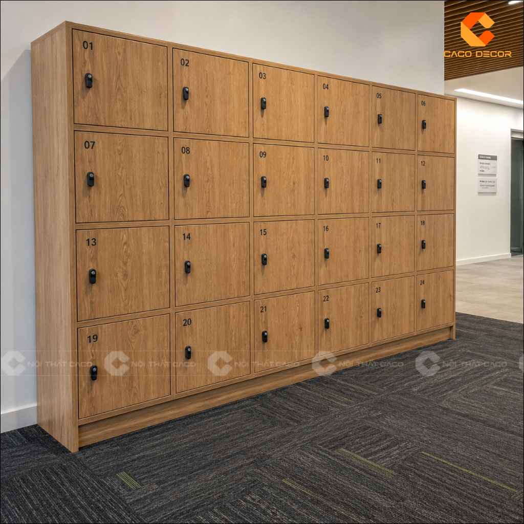 Tủ Locker Nhiều Ngăn Gỗ Đẹp, Đặt Làm Theo Yêu Cầu CaCo 24