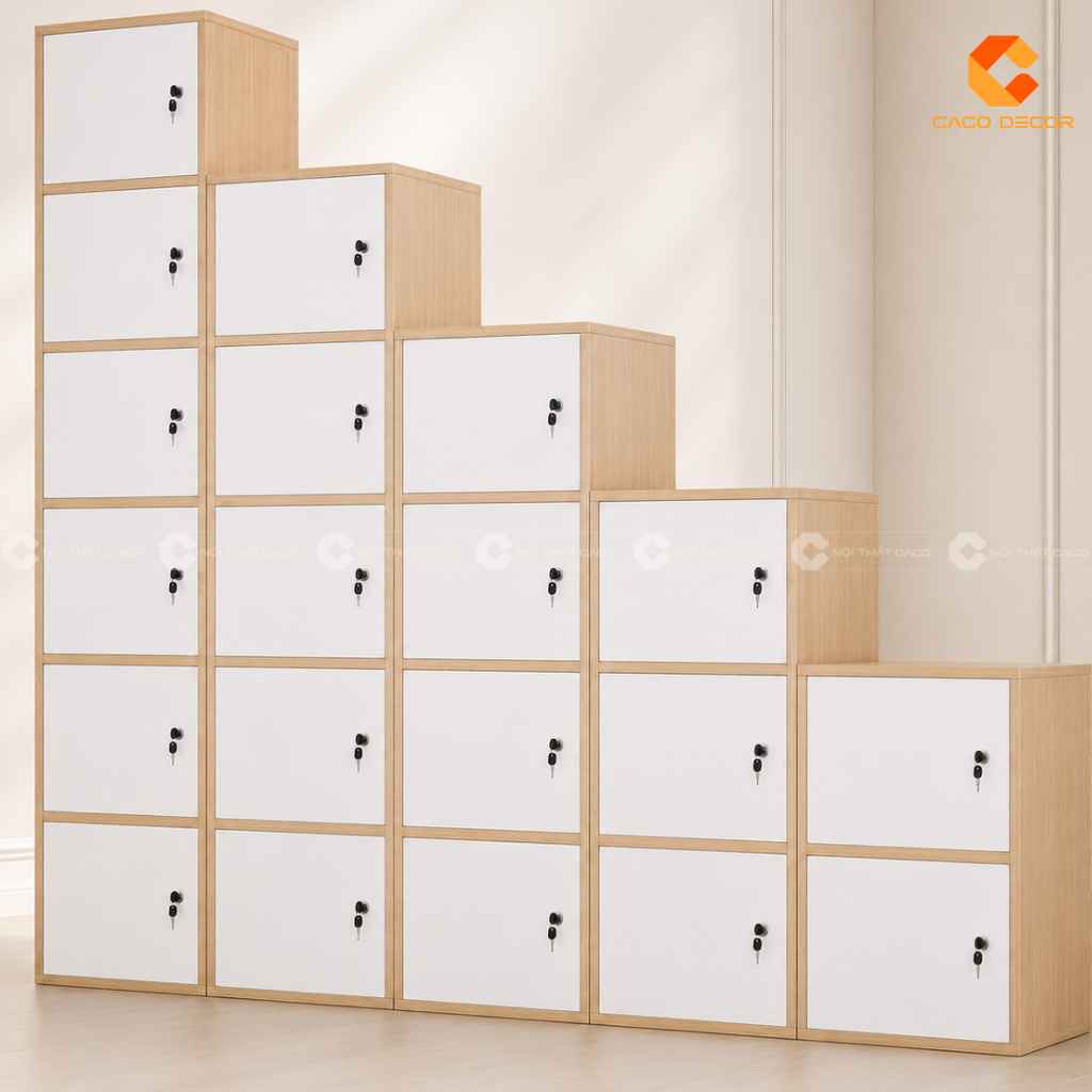 Tủ locker gỗ công nghiệp LK016 nhiều khoang khóa riêng tiện dụng