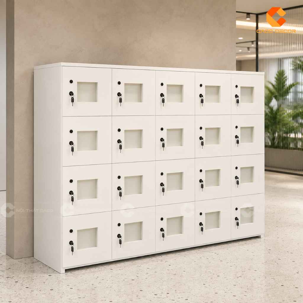 Tủ Locker Gỗ Công Nghiệp LK019 20 Ngăn Có Ô Quan Sát 3