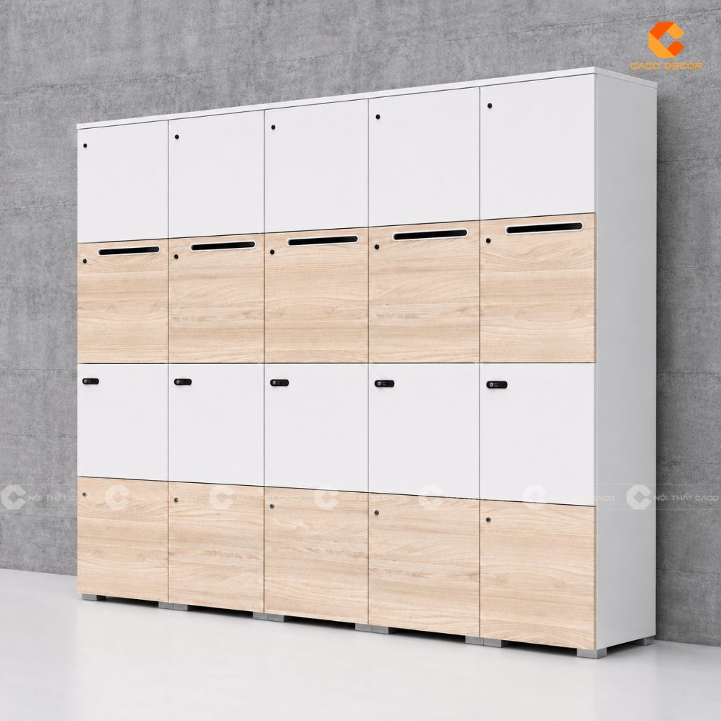 Tủ locker gỗ công nghiệp LK02 phối màu độc đáo