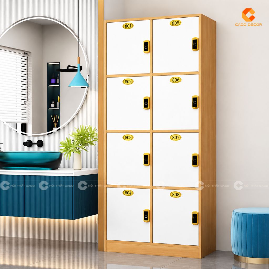 Tủ locker LK09 kiểu 8 ngăn gỗ MDF