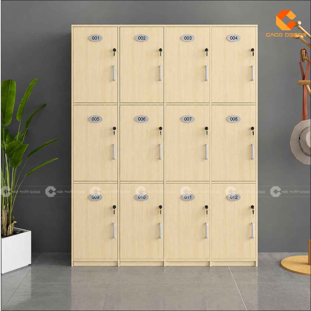 Tủ locker gỗ LK011 12 ngăn đánh số riêng